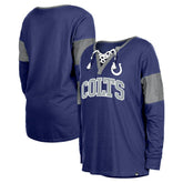 Indianapolis Colts New Era Women's Lace-Up Notch-Neck Long Sleeve T-Shirt - Royal cheap