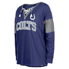 Indianapolis Colts New Era Women's Lace-Up Notch-Neck Long Sleeve T-Shirt - Royal cheap