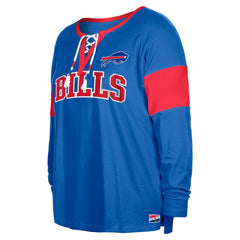 Buffalo Bills New Era Women's Plus Size Lace-Up Notch Neck Long Sleeve T-Shirt - Royal for sale