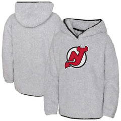 New Jersey Devils Girls Youth Ultimate Teddy Fleece Pullover Hoodie Gray