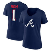 Atlanta Braves Women's Plus Size Mother's Day #1 Mom V-Neck T-Shirt - Navy