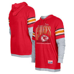 Kansas City Chiefs New Era Twofer Long Sleeve Hooded T-Shirt - Red on sale