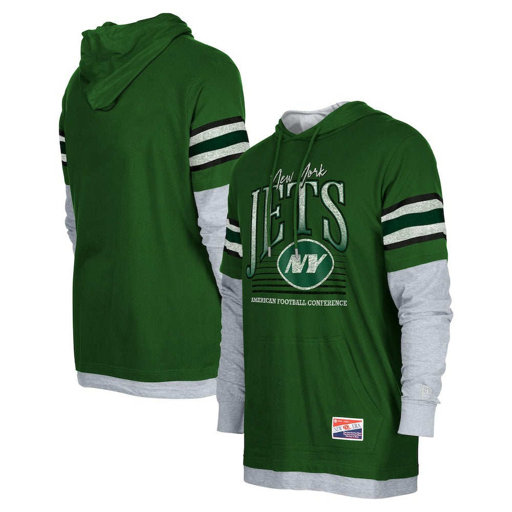 New York Jets New Era Twofer Long Sleeve Hooded T-Shirt - Green discount