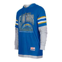 Los Angeles Chargers New Era Twofer Long Sleeve Hooded T-Shirt - Royal sale