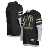 New Orleans Saints New Era Twofer Long Sleeve Hooded T-Shirt - Black outlet