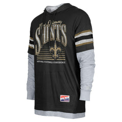 New Orleans Saints New Era Twofer Long Sleeve Hooded T-Shirt - Black outlet