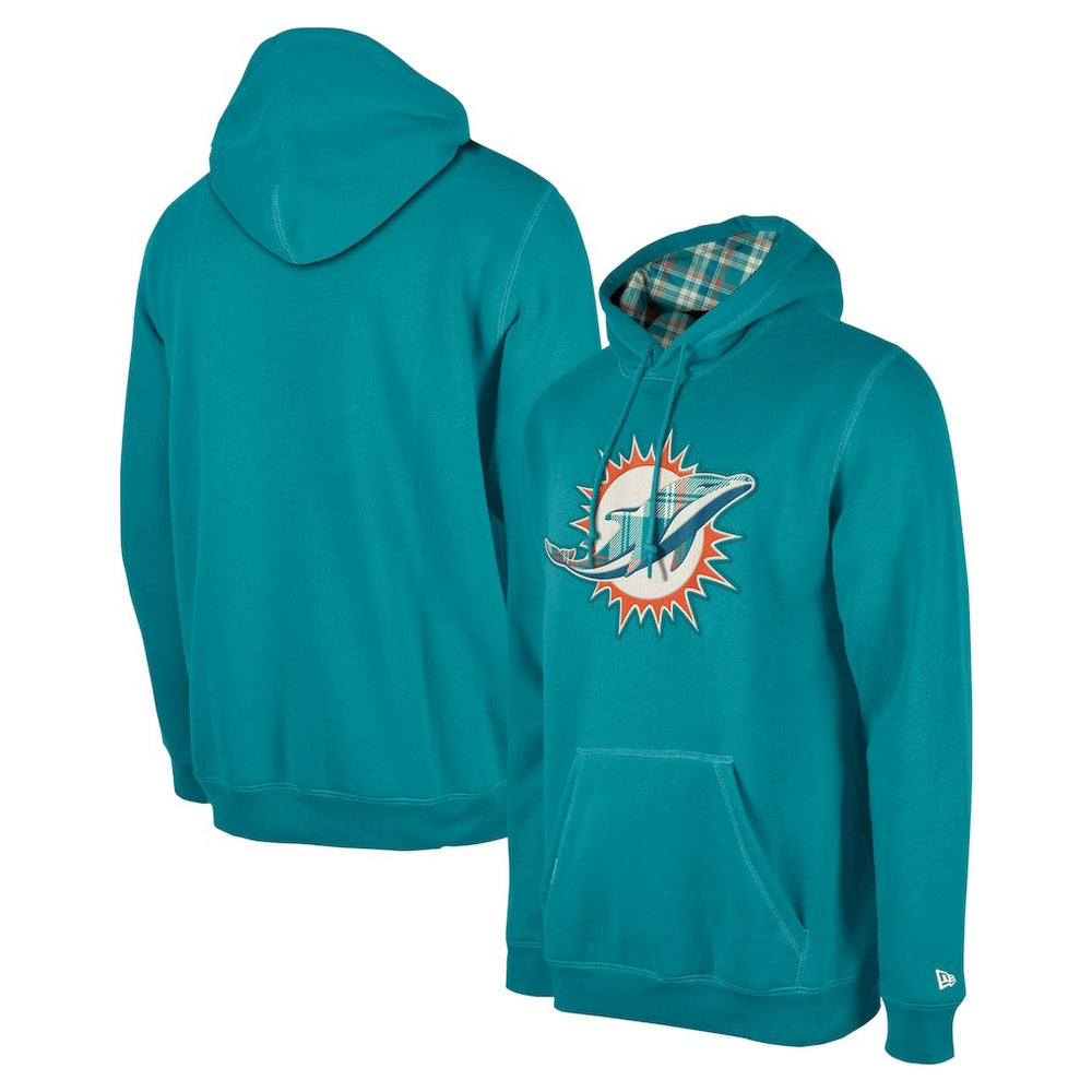 Miami Dolphins New Era 3rd Down Plaid Pullover Hoodie - Teal outlet