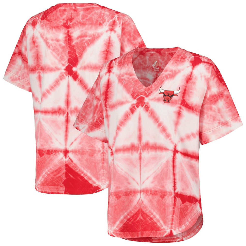 Chicago Bulls G-III 4Her by Carl Banks Women's Tournament Raglan Oversized Tie-Dye V-Neck T-Shirt sale - Red cheap