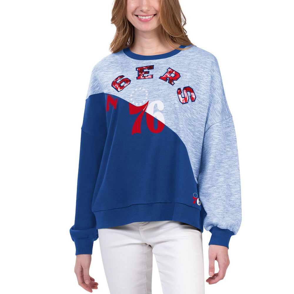 Philadelphia 76ers G-III 4Her by Carl Banks Women's Benches Split Pullover Sweatshirt - Royal sale