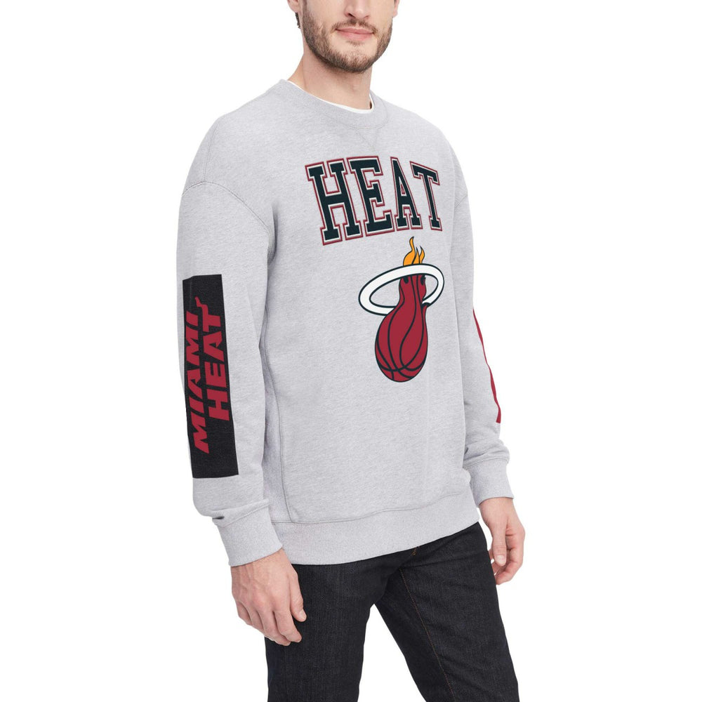 Miami Heat Tommy Jeans Hayes Crew Neck Pullover Sweatshirt - Heather Gray online