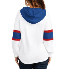 New York Rangers G-III 4Her by Carl Banks Women's Goal Zone Long Sleeve Lace-Up Hoodie T-Shirt White/Blue