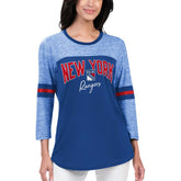 New York Rangers G-III 4Her by Carl Banks Women's Play The Game 3/4-Sleeve T-Shirt Blue