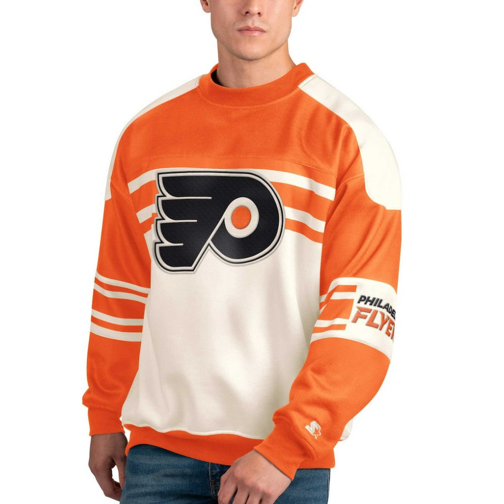 Philadelphia Flyers Starter Defense Fleece Crewneck Pullover Sweatshirt White