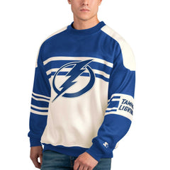 Tampa Bay Lightning Starter Defense Fleece Crewneck Pullover Sweatshirt White