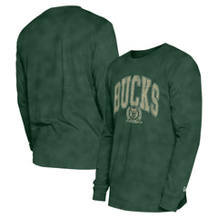 Milwaukee Bucks Unisex Oversized Essentials Enzyme Wash Long Sleeve T-Shirt - Hunter Green | New Era online