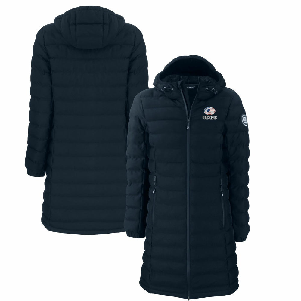 Green Bay Packers Cutter & Buck Women's Americana Mission Ridge Repreve Eco Insulated Full-Zip Puffer Jacket - Navy for sale