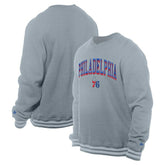 Philadelphia 76ers Chenille Cross Over Pullover Sweatshirt - Gray | New Era shop