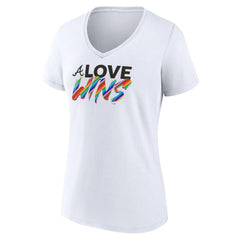 Atlanta Braves Women's Love Wins V-Neck T-Shirt - White