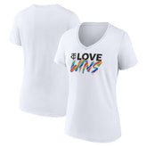 Minnesota Twins Women's Love Wins V-Neck T-Shirt - White
