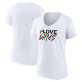 Pittsburgh Pirates Women's Love Wins V-Neck T-Shirt - White
