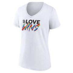San Diego Padres Women's Love Wins V-Neck T-Shirt - White