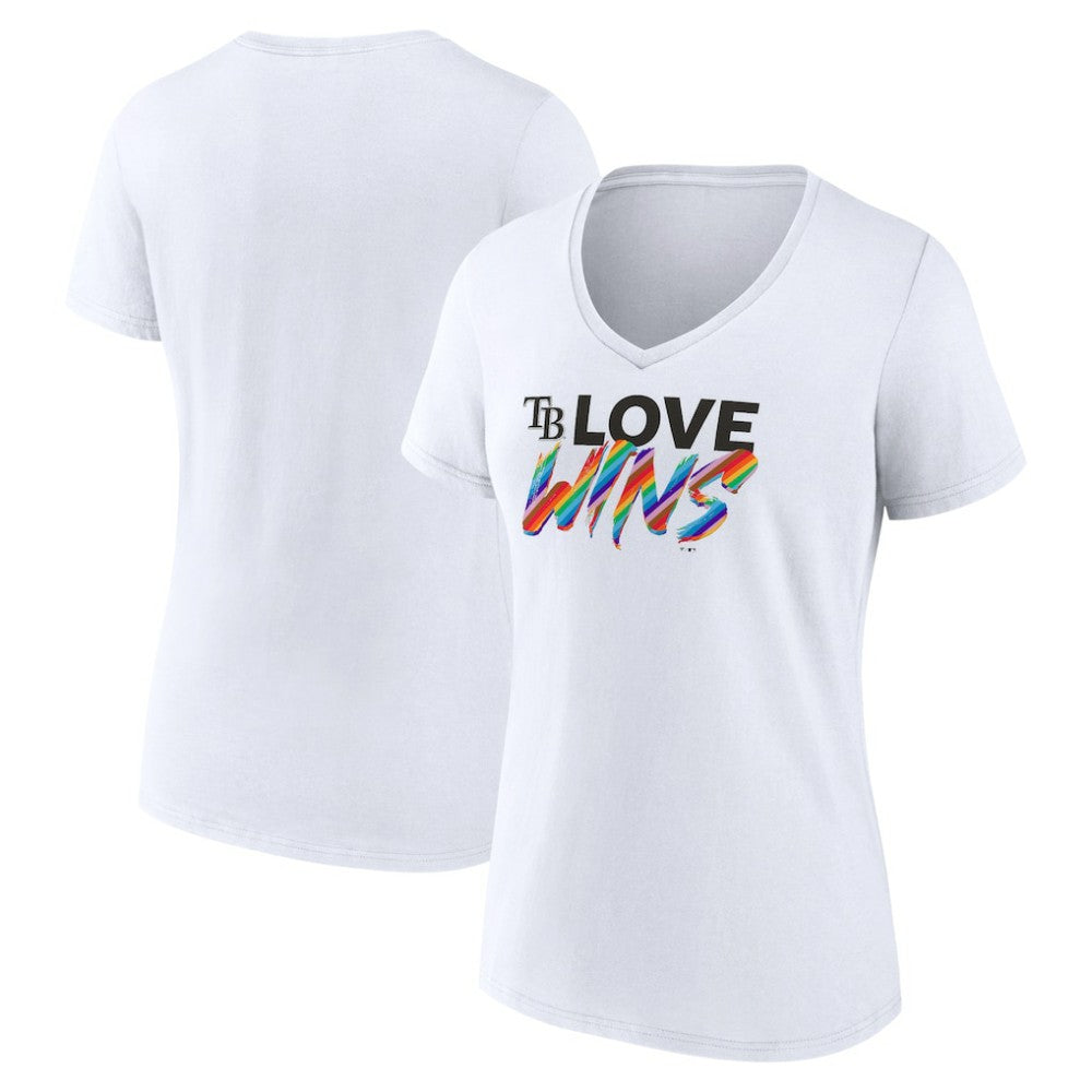 Tampa Bay Rays Women's Love Wins V-Neck T-Shirt - White