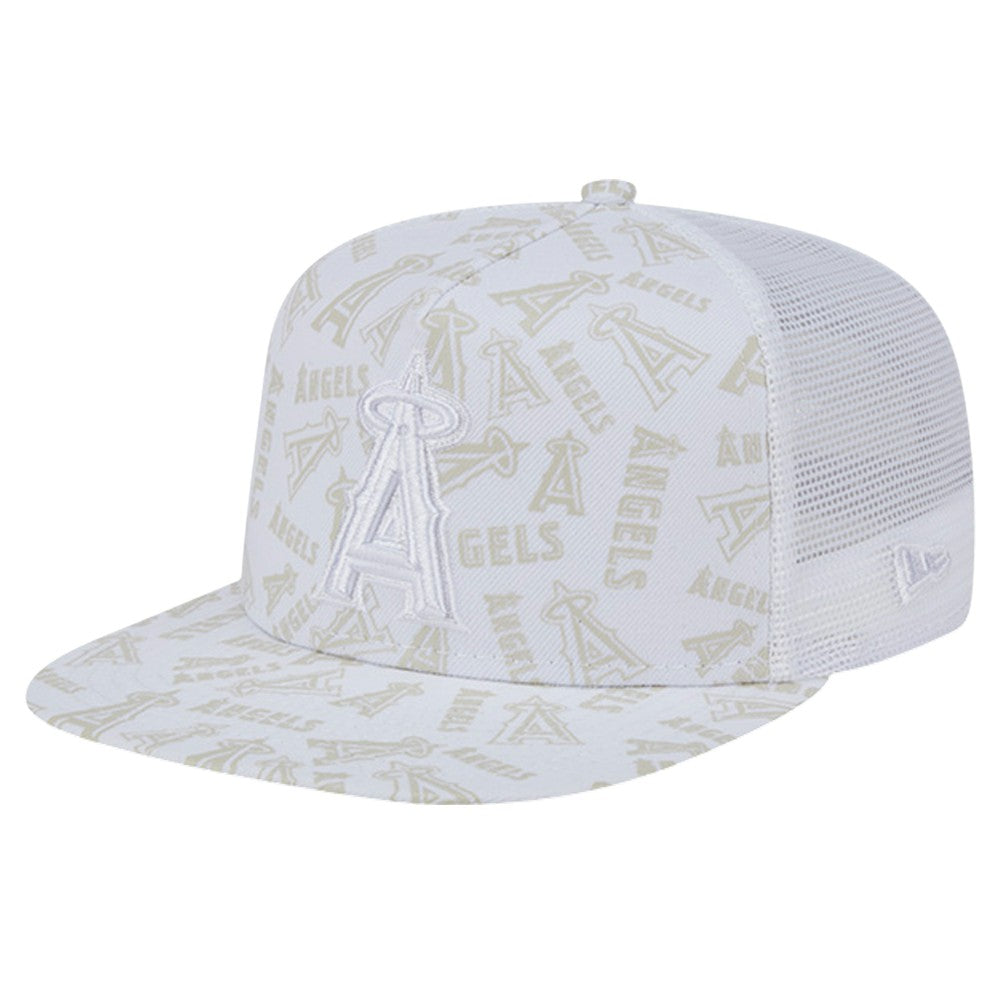 Los Angeles Angels Logo Dunes A-Frame Trucker 9FIFTY Snapback Hat - White | New Era