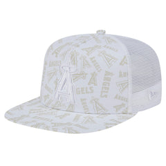 Los Angeles Angels Logo Dunes A-Frame Trucker 9FIFTY Snapback Hat - White | New Era