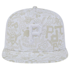 Pittsburgh Pirates Logo Dunes A-Frame Trucker 9FIFTY Snapback Hat - White | New Era