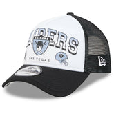 Las Vegas Raiders New Era Retro Wordmark A-Frame 9FORTY Adjustable Hat - White/Black outlet