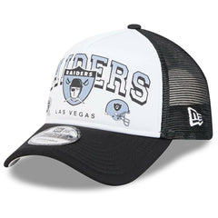 Las Vegas Raiders New Era Retro Wordmark A-Frame 9FORTY Adjustable Hat - White/Black outlet