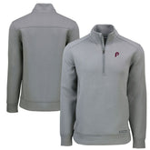 Philadelphia Phillies Cutter & Buck Cooperstown Collection Roam Eco Recycled Quarter-Zip Pullover - Gray