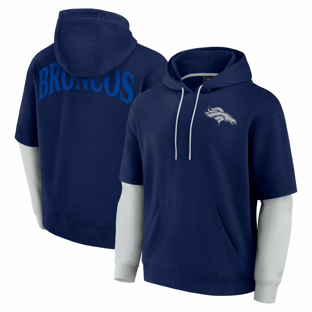 Denver Broncos Unisex Sleek Elements Pullover Hoodie - Navy outlet