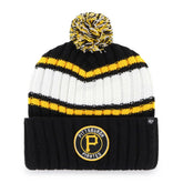 Pittsburgh Pirates Plateau Cuffed Knit Hat with Pom - Black | 47 brand