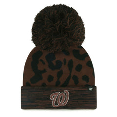 Washington Nationals Women's Rosette Cuffed Knit Hat with Pom - Brown | 47 brand