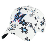 Miami Marlins Girls Youth Daisy Delight Clean Up Adjustable Hat - White | 47 brand