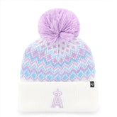 Los Angeles Angels Girls Youth Elsa Cuffed Knit Hat with Pom - White | 47 brand