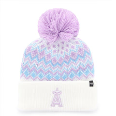 Los Angeles Angels Girls Youth Elsa Cuffed Knit Hat with Pom - White | 47 brand