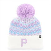 Pittsburgh Pirates Girls Youth Elsa Cuffed Knit Hat with Pom - White | 47 brand