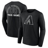 Arizona Diamondbacks Monochrome Personalized Name & Number Long Sleeve T-Shirt - Black