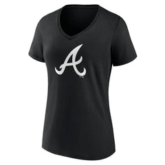 Atlanta Braves Women's Monochrome Personalized Name & Number V-Neck T-Shirt - Black