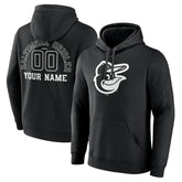 Baltimore Orioles Monochrome Personalized Name & Number Pullover Hoodie - Black