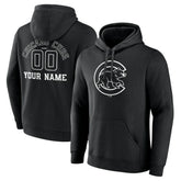 Chicago Cubs Monochrome Personalized Name & Number Pullover Hoodie - Black