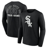 Chicago White Sox Monochrome Personalized Name & Number Long Sleeve T-Shirt - Black