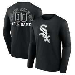 Chicago White Sox Monochrome Personalized Name & Number Long Sleeve T-Shirt - Black