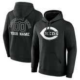 Cincinnati Reds Monochrome Personalized Name & Number Pullover Hoodie - Black