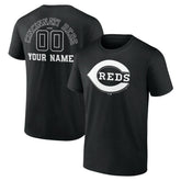 Cincinnati Reds Monochrome Personalized Name & Number T-Shirt - Black