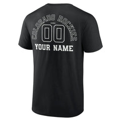 Colorado Rockies Monochrome Personalized Name & Number T-Shirt - Black