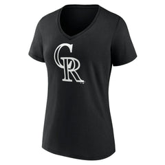 Colorado Rockies Women's Monochrome Personalized Name & Number V-Neck T-Shirt - Black