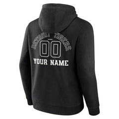 Detroit Tigers Monochrome Personalized Name & Number Pullover Hoodie - Black